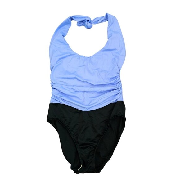 Vintage 90s Miraclesuit Size Medium Halter One‎ Piece Swimsuit Wired Cups Ruched - Picture 1 of 12